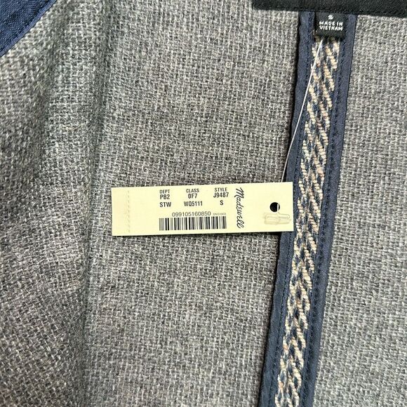 NWT Madewell Fringed Herringbone Robe Coat in Blue/Grey in size Small - Picture 8 of 12
